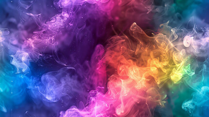 Fototapeta premium Colorful smoke swirls on dark background vibrant abstract art seamless pattern