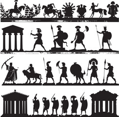 Ancient Roman Abstract Silhouette Vector Graphics Pack