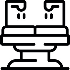 Simple black and white vector icon of two airport seats, perfect for travel and tourism content