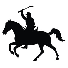 a cavalry soldier ride on horseback swinging blade weapon vector silhouette 