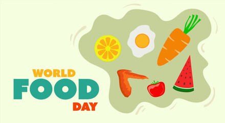 World Food Day. Vector background illustration greeting every 16 october for healthy food and stop wasting food.