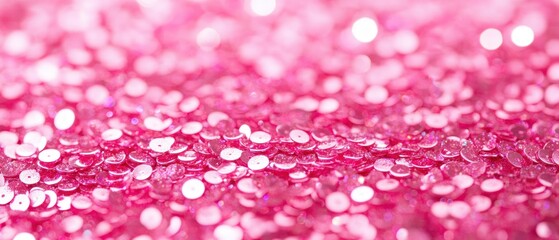 Close-up of Pink Sequins with Sparkling Texture