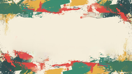 watercolor illustration, vintage postcard, Heritage Day in South Africa, abstract background, Pan African flag, paint texture, copy space, free space for text