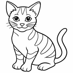 Fototapeta premium Black and White Cartoon Cat Illustration, Animal Art for Coloring Books