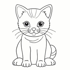 Obraz premium Black and White Cartoon Cat Illustration, Animal Art for Coloring Books