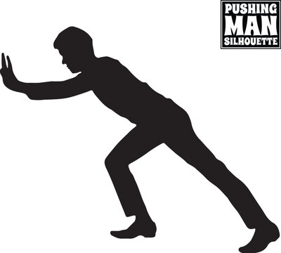 Man pushing silhouette