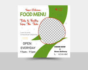 Digital business marketing banner for social media post ,food menu template green & black
