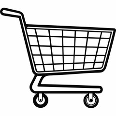 Shopping cart icon in minimalist black and white design