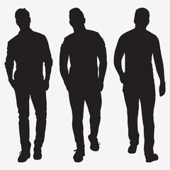 Three-man standing position silhouette illustration