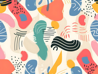 Naklejka premium oft and Organic Colorful Shapes on a Light Background with a Playful Theme