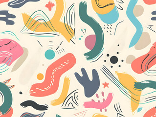 Naklejka premium oft and Organic Colorful Shapes on a Light Background with a Playful Theme