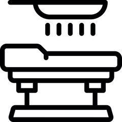 Futuristic medical scanner is analyzing a patient on a medical bed