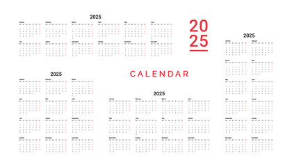 Premium 2025 Calendar Designs for Every Month, week starts Monday design template transparent background.