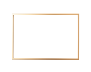 Minimalistic gold rectangular frame on a white background