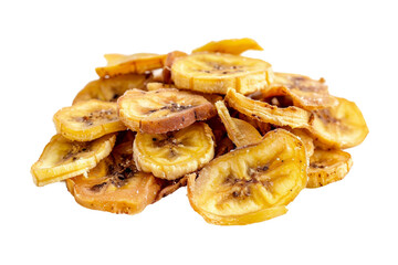 natural dried banana chips isolated on transparent background