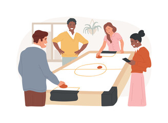 Play air hockey isolated cartoon vector illustrations.