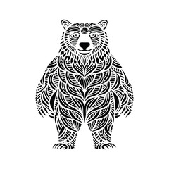 Bear coloring page mandala line art design