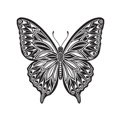 Butterfly mandala line art design 