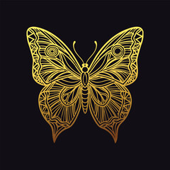 Butterfly mandala line art design 