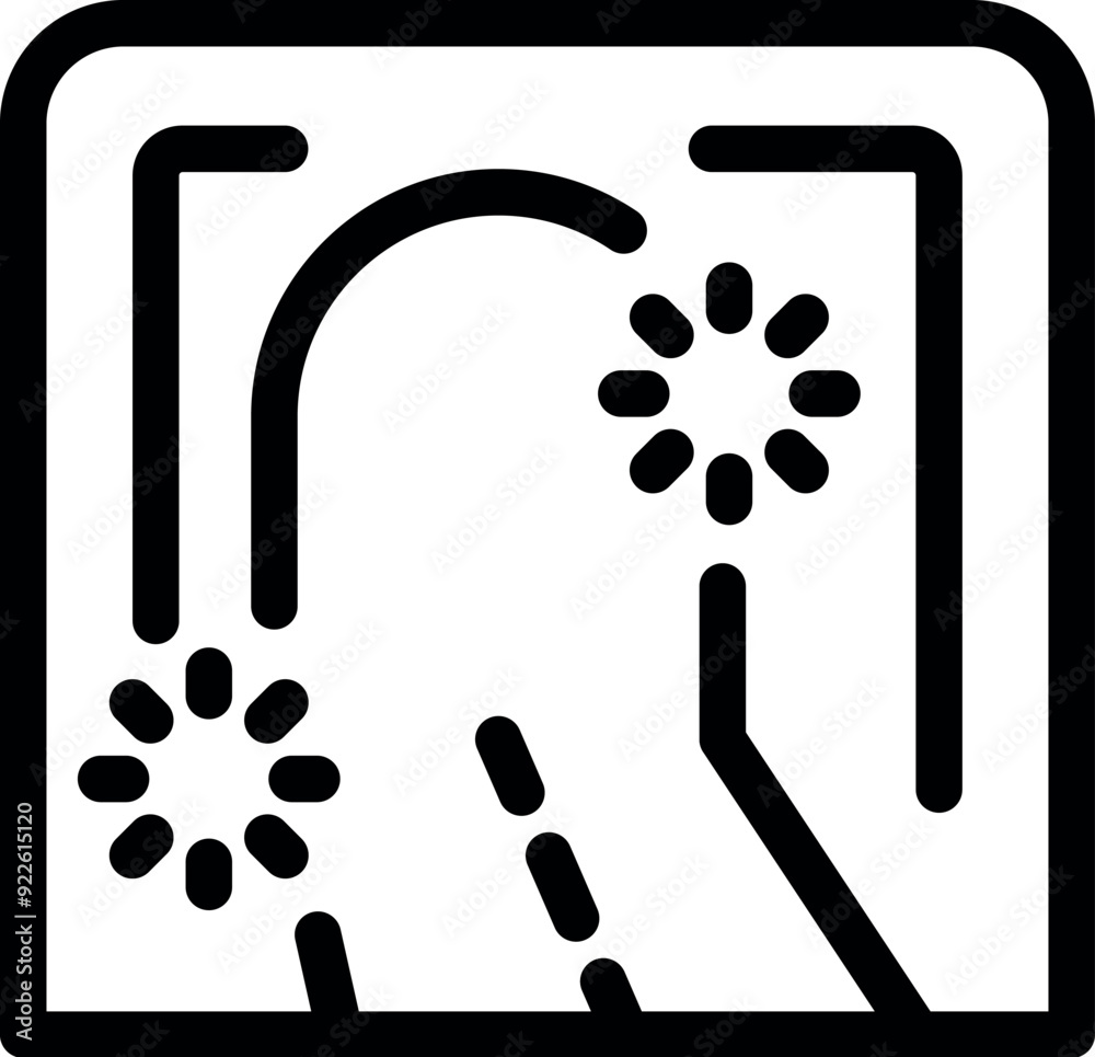Poster gps navigation system is showing a route with flower symbols marking points of interest