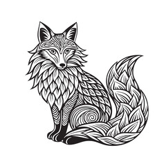 Fox coloring page mandala design art