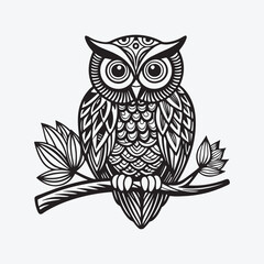 Obraz premium Owl coloring page mandala art design on white bg