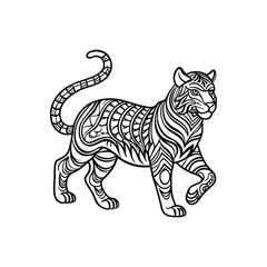 Tiger mandala line art coloring page design