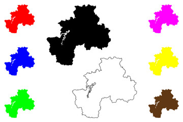 Olpe district (Federal Republic of Germany, State of North Rhine-Westphalia, NRW, Arnsberg region) map vector illustration, scribble sketch Olpe map