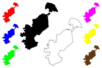 Ostholstein district (Federal Republic of Germany, rural district, Free State of Schleswig-Holstein, Slesvig Holsten) map vector illustration, scribble sketch Ostholstein map
