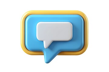 Naklejka premium Blank speech icon dialog bubble isolated on white 3d background with two blue, pink message speak symbol or communication talk chatting balloon sign and social chat dialogue button simple conversation