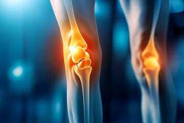 Abstract 3D X-ray of burning human knee joint with smoke trails