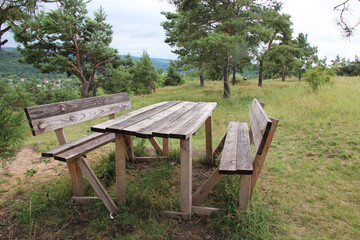 Fototapeta premium Bench and table for holding a picnic