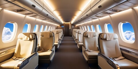 Inside of Airplane People Sitting on Their Seats