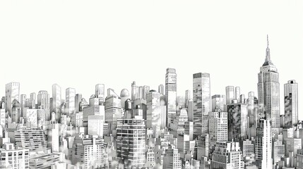 Naklejka premium Modern City skyline highly detailed hand