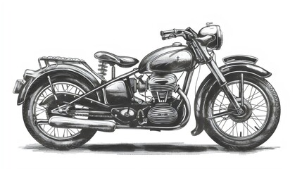 Fototapeta premium Vintage Motorcycle Illustration - Classic Bike Design. Generative AI