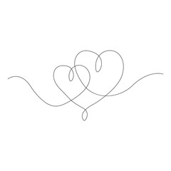 Heart. Continuous line art drawing. Hand drawn doodle vector illustration in a continuous line