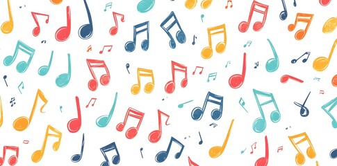 Colorful Music Notes Pattern.