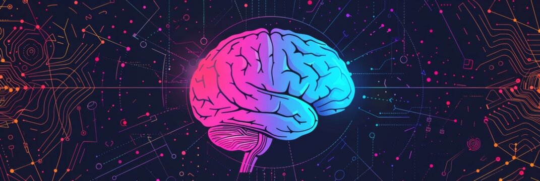 brightly colored brain depiction with vibrant neurons, emphasizing cognitive growth