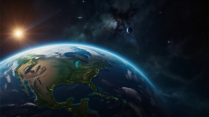 Fototapeta premium Stunning 5K 3D Earth Illustration: Realistic Space Scene with Detailed Textures