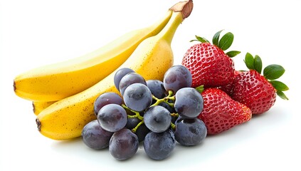 Fresh Fruit Mix with Bananas, Grapes, and Strawberries.