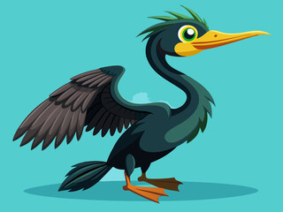 Mignon oiseau Darter Anhinga Set Cartoon Vector - Illustration libre de droits
