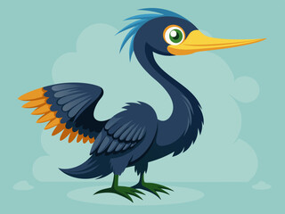 Mignon oiseau Darter Anhinga Set Cartoon Vector - Illustration libre de droits
