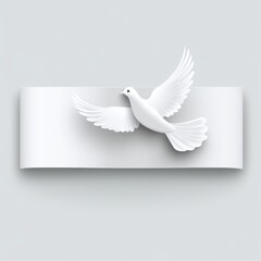 Fototapeta premium Symbol of Peace: A Dove Soaring on a White Flag for International Day of Peace, with Ample Space for Text, clean background,Festival, 4K Wallpaper
