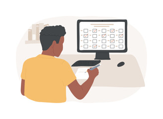 Online exam isolated cartoon vector illustrations.