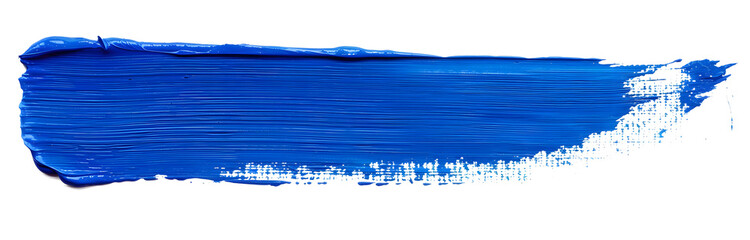 Hand painted stroke of blue paint brush isolated on white background