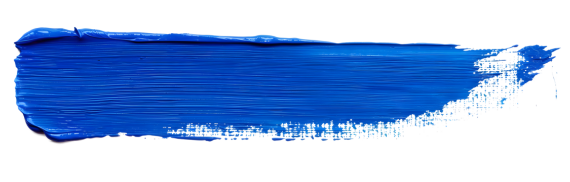 Hand painted stroke of blue paint brush isolated on white background