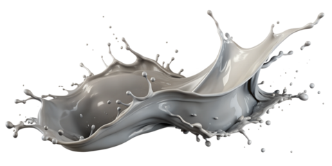 Energetic grey liquid wave splash in motion, PNG isolated transparent