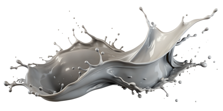 Energetic grey liquid wave splash in motion, PNG isolated transparent
