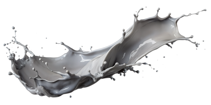Elegant grey fluid splash curve design, PNG isolated transparent