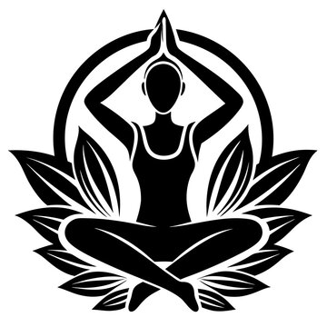 Meditation Yoga Silhouette Vector Logo Icon  Clipart 